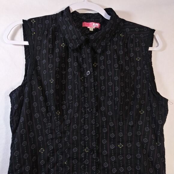 Lux Black Boho Button Front Shirt Dress Casual Festival Size Small - Picture 3 of 8